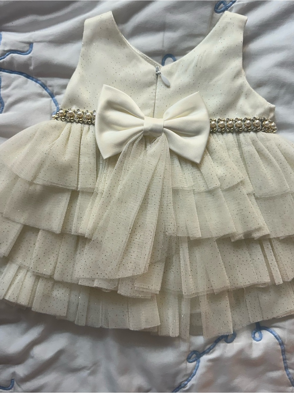 Ivory Bow Tulle Party Dress for Girls